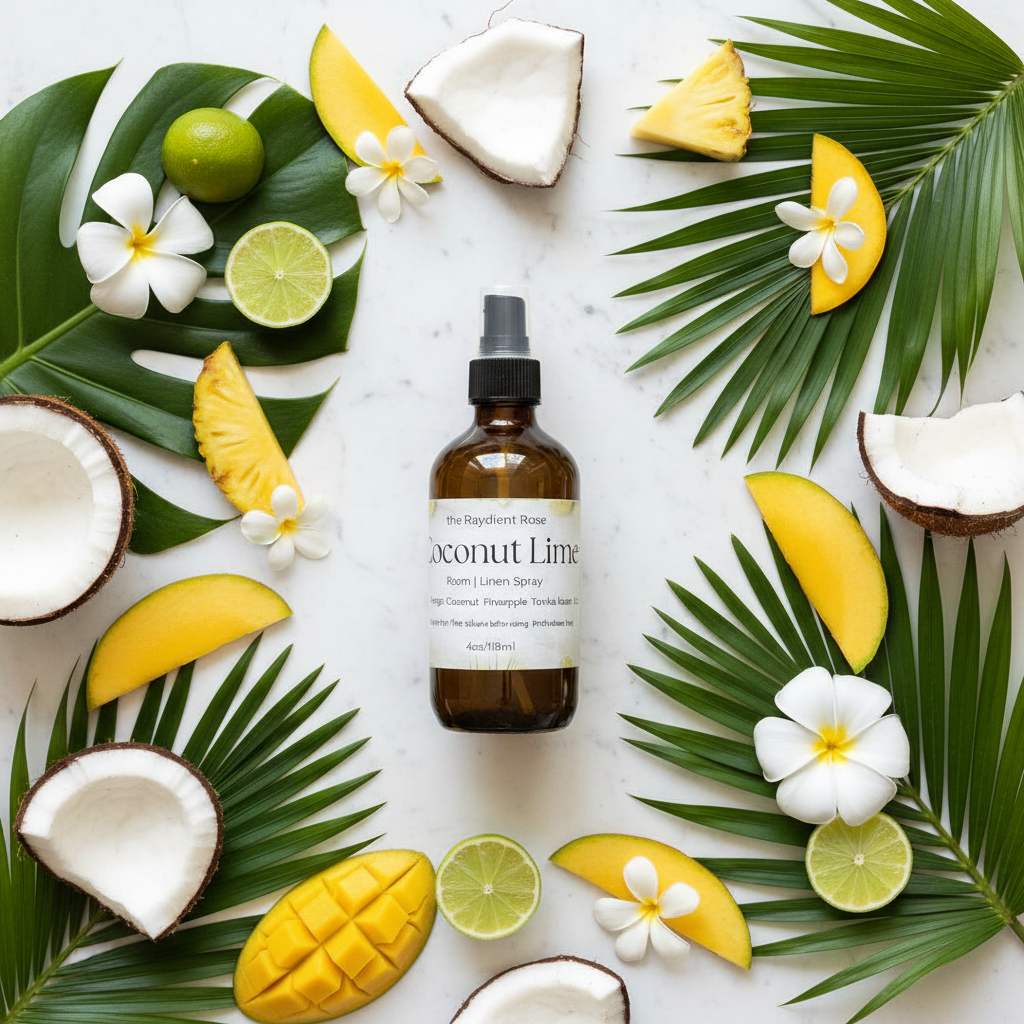 Coconut Lime Spray Flat Lay