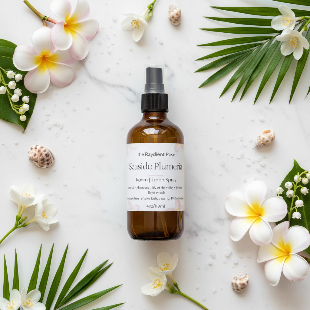 Seaside Plumeria Spray Flat Lay