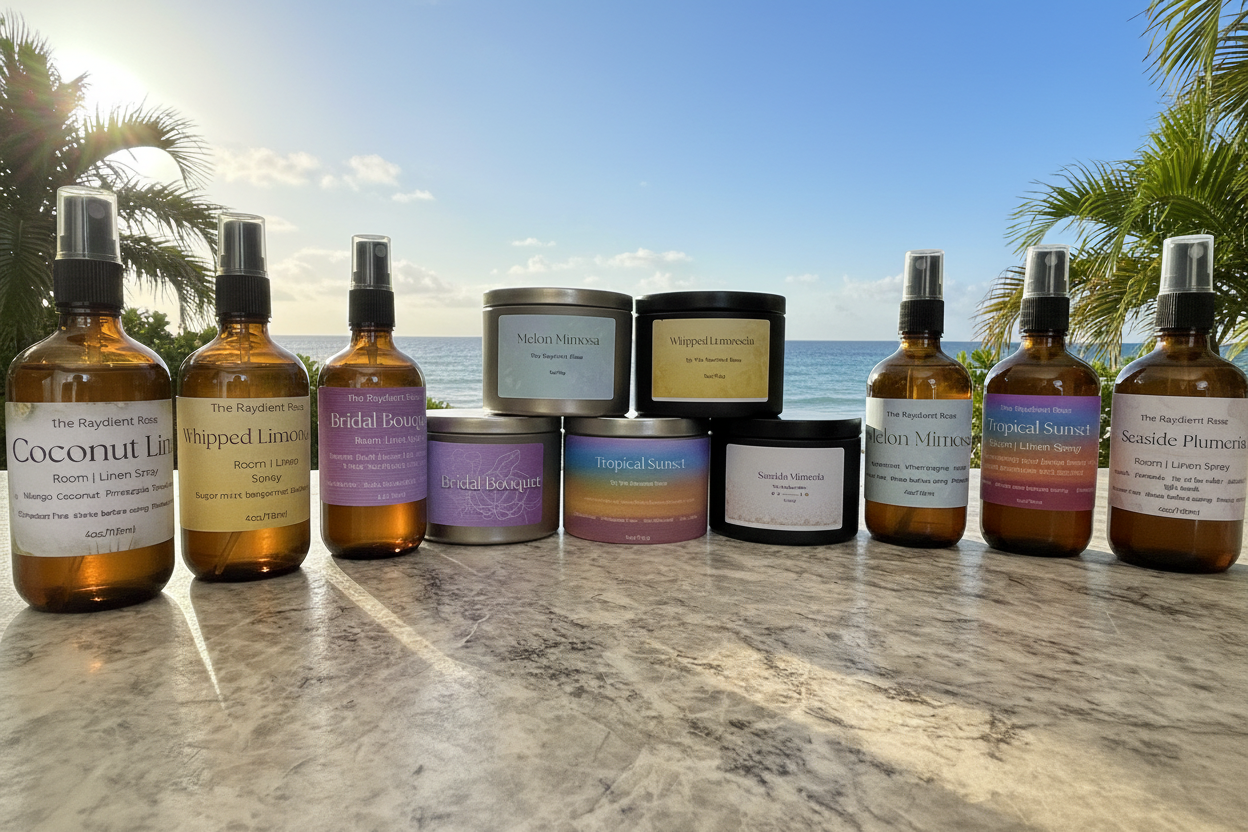 The Raydient Rose - Original Labels, Bright Morning Coastal Background