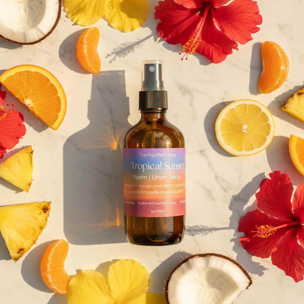 Tropical Sunset Spray Flat Lay